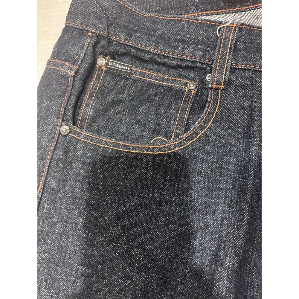 Vintage U T Sports Collections Baggy‎ Jean Shorts Y2K Embroidered Back Pockets